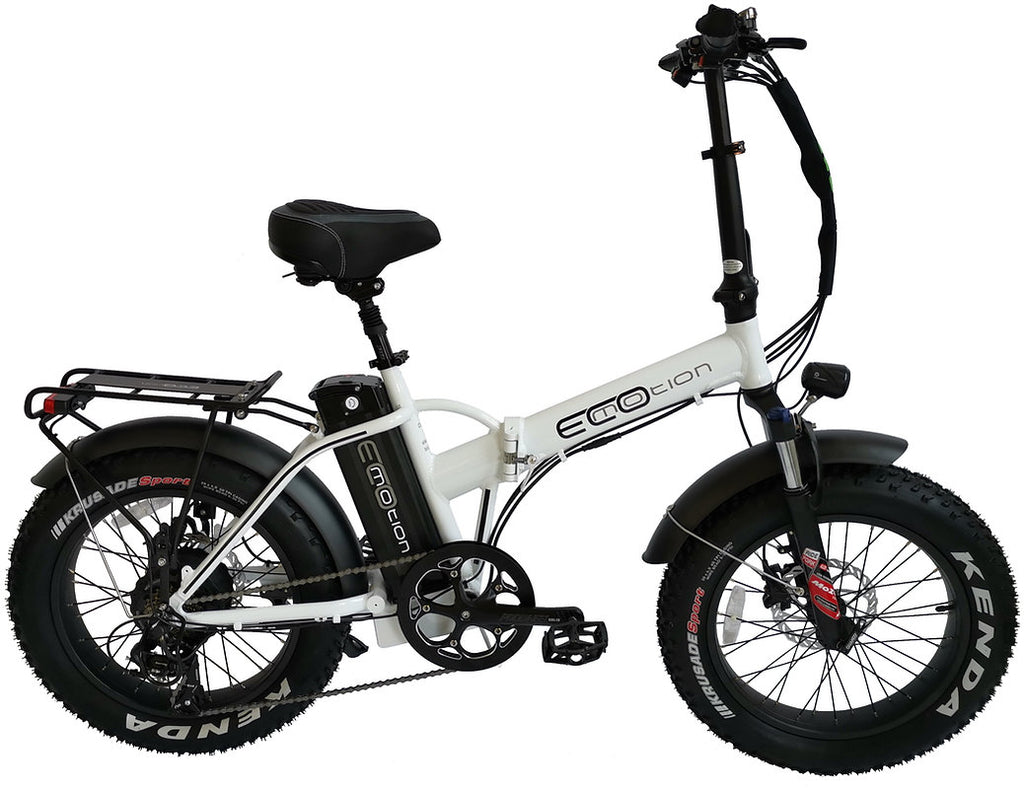 EcoMotion MINI Pro E Fat Bike Electric Foldable Bicycle White