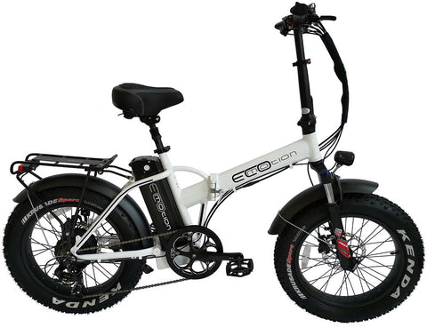 EcoMotion MINI Pro E-Fat Bike Electric Foldable Bicycle White - Pick up in store only